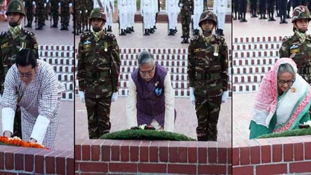 President, PM, Bhutanese King pay homage to Liberation War martyrs